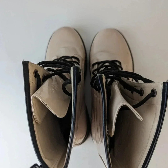 Lady Godiva Vegan Patent Leather Combat Boots - 9 - Picture 5 of 8